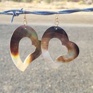 Carved Mother Pearl Heart Earrings